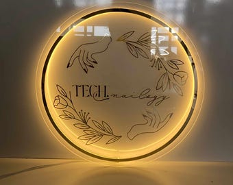 3D Custom Business Logo Sign, Acrylic Backlit Sign, Salon Sign, Acrylic Logo Sign, Office Wall Decor