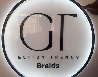 Custom Backlit Business Logo Sign: Acrylic LED Office & Salon Decor