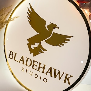 Custom Acrylic Business Sign, Round Acrylic Logo Sign, Acrylic Business Logo Sign, Salon Sign, LED Business Logo Sign, Sign for Business