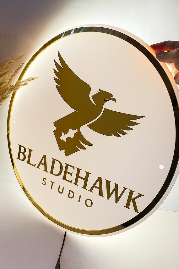 Custom Acrylic Business Sign, Round Acrylic Logo Sign, Acrylic Business Logo Sign, Salon Sign, LED Business Logo Sign, Sign for Business
