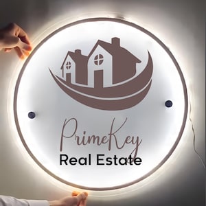 Custom Business Logo Sign, Backlit Sign, Small Business Round Acrylic Sign, Wall Decor