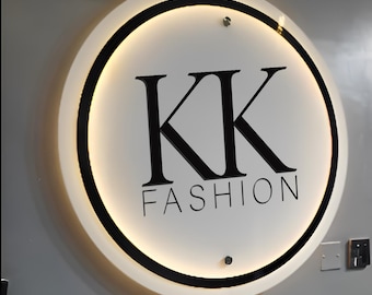 Letrero 3D personalizado con logotipo comercial, letrero retroiluminado, letrero comercial, letrero acrílico personalizado, letrero con nombre de salón de belleza, decoración de pared comercial