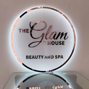 Enseigne 3D ronde en acrylique, enseigne logo d'entreprise en acrylique personnalisée, enseigne murale en acrylique, enseigne d'entreprise, enseigne de décoration de salon, enseigne logo rétro-éclairée