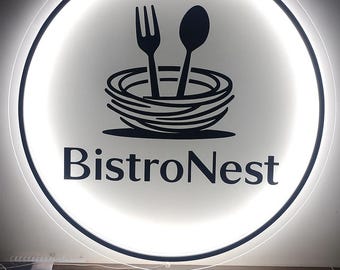 Custom Round Acrylic Business Logo Sign | Personalized Acrylic Backlit Business Signage | Acrylic Light up Sign | Small Business Sign Wall