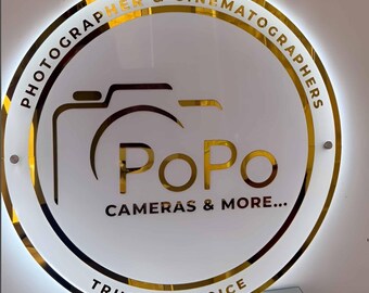 Custom Acrylic Logo Sign, Round Business Sign, Beauty Salon Sign, Studio Sign, Clinic Sign, Small Sign, Neon Acrylic, Light up Sign