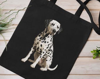 Dalmatian Dog Printed Unique Reusable Organic Cotton Tote Shopping Bag