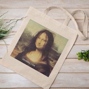Monday Lisa Funny Parody Printed Unique Reusable Organic Cotton Tote Shopping Bag