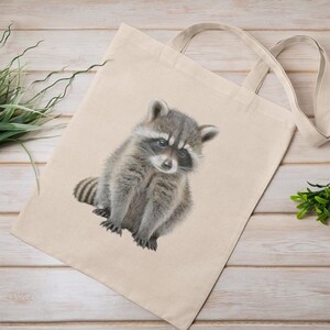 Sac fourre-tout réutilisable unique en coton bio à imprimé raton laveur