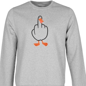 Sudadera unisex de algodón con estampado de ganso de dedo medio, color gris