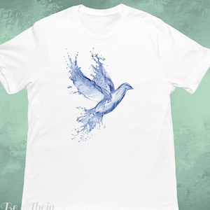 Water Splash Pigeon Men&#39;s Women&#39;s Unisex Cotton Tee Unique Printed T-Shirt