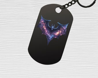 Cosmic Bat Stainless Steel Tag Keychain Keytag Pendant Charm