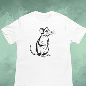 Hermosa camiseta unisex de algodón con estampado exclusivo de rata de dibujos animados para hombre y mujer