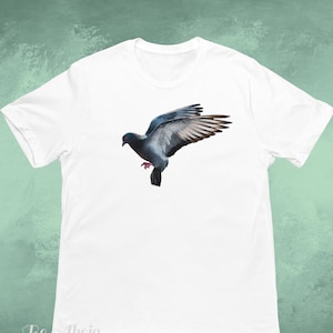 Flying City Pigeon Women&#39;s Men&#39;s Unisex Cotton Tee Unique Print T-Shirt