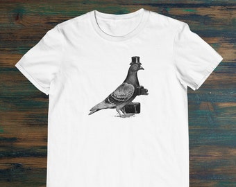 Vintage Tourist Pigeon Funny Men&#39;s Unisex Cotton Tee Unique Printed T-Shirt