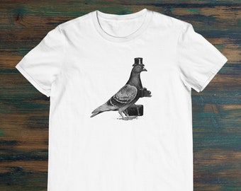 Vintage Tourist Pigeon Funny Men's Unisex Cotton Tee Unique Printed T-Shirt