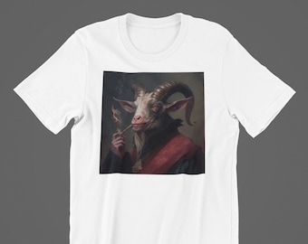 Quirky Goat Portrait Printed Tee Men's Unisex Cotton T-Shirt with a Dash of Humor