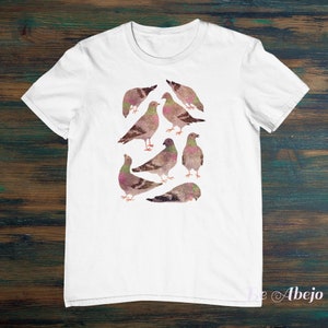 Colorful Pigeons Men&#39;s Unisex Cotton Tee Unique Printed T-Shirt
