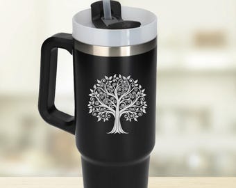 Taza térmica de viaje con grabado láser de "Hermoso árbol de cuento de hadas", 900 ml (30 oz)
