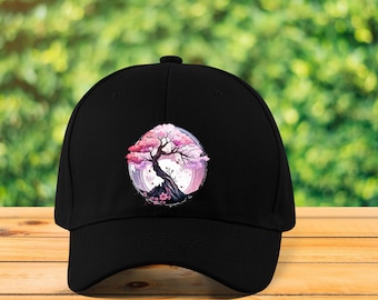 Japanische Blüte Sakura Ästhetische Kunst DTF Gedruckt Cotton Baseball Cap Dad Hat