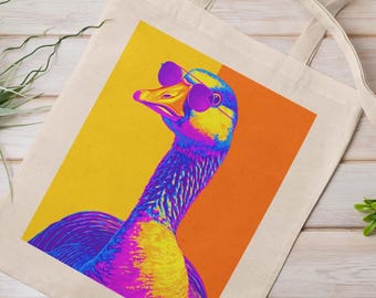 Goose Modern Art Printed Unique Reusable Organic Cotton Tote Shopping Bag