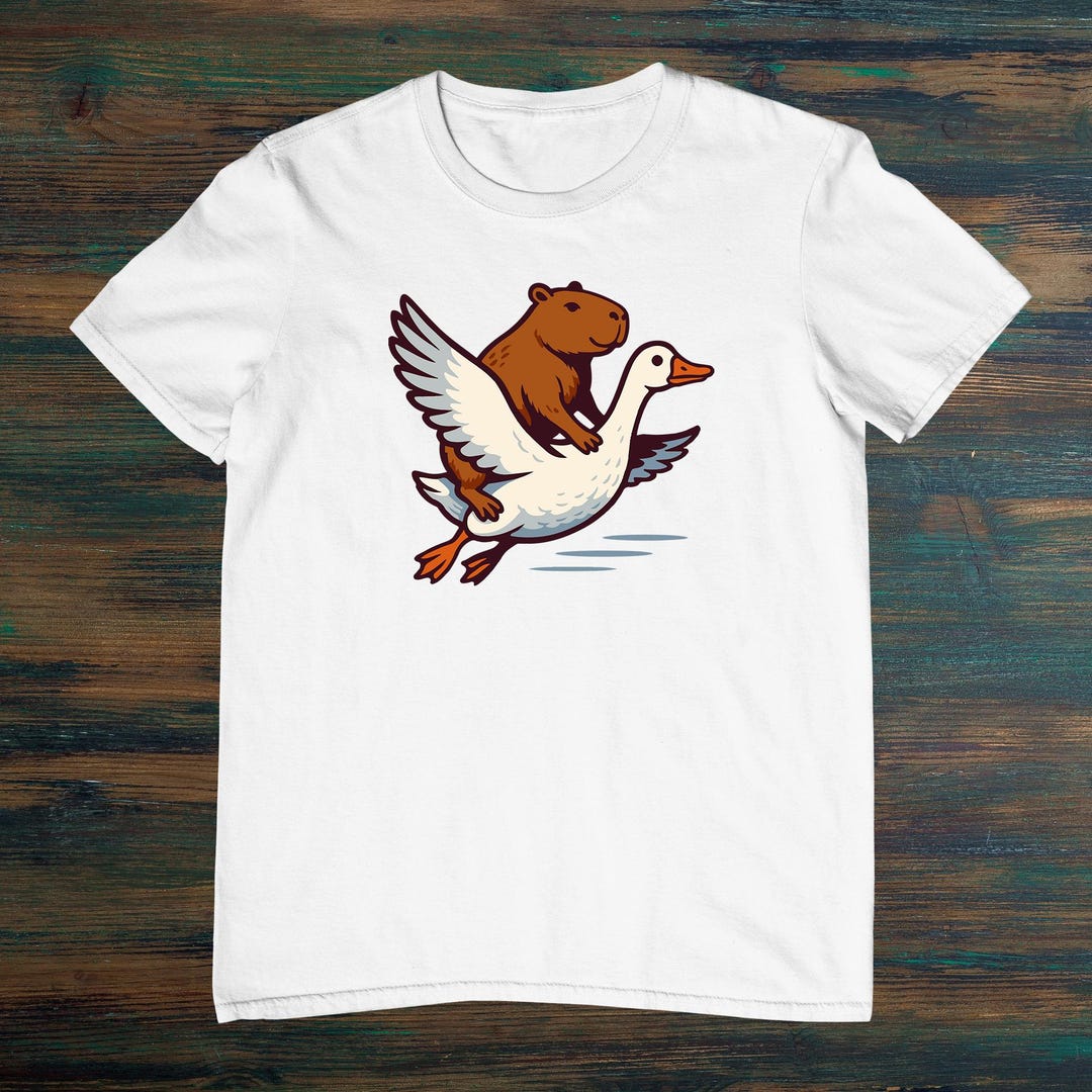 Capybara Riding Goose Capybara Riding A Goose Funny Brainrot Character Men's Women's Unisex ...
