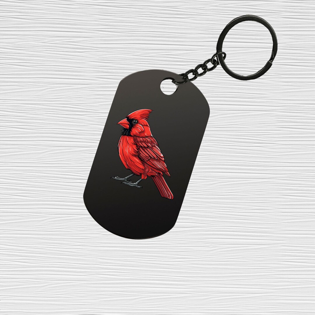 Cardinal Bird Stainless Steel Tag Keychain Keytag Pendant Charm - Etsy