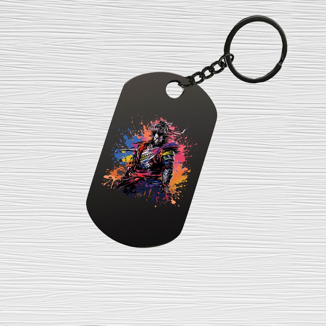 Anime Fight Art Stainless Steel Dog Tag Keychain Keytag Pendant Bag ...