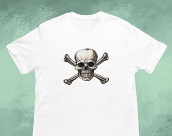 Skull Bones Pirate Symbol Men's Women's Unisex Cotton Tee Printed T-Shirt