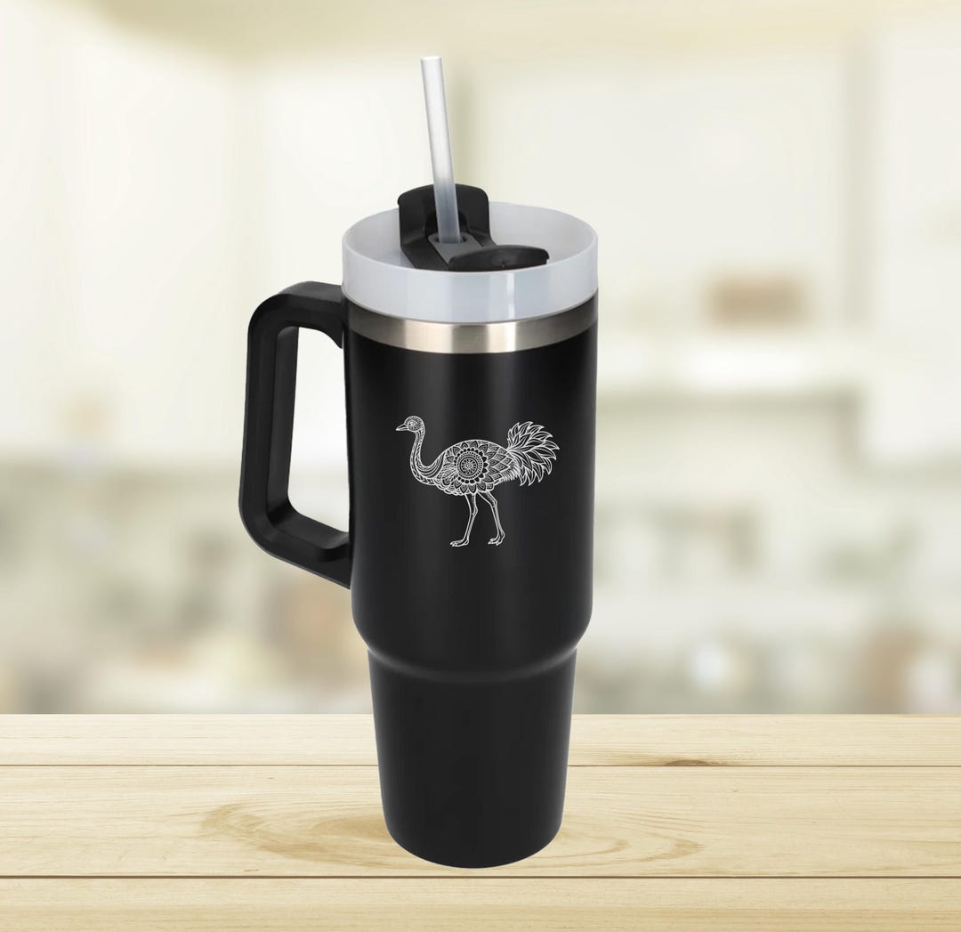 美品★ ScottieCameron　スタジオデザイン 3　STOCKERCUP Ethnic Ornament Ostrich Laser Engraved Thermal Vacuum Tumbler