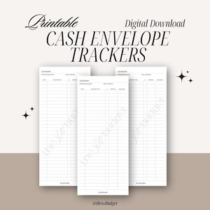 Printable Cash Envelope Trackers | A6/Dollar Bill Size | Digital Download