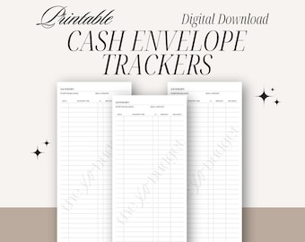 Printable Cash Envelope Trackers | A6/Dollar Bill Size | Digital Download