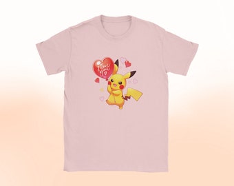 Leuke klassieke kinderen Pikachu I Love You T-shirt - Pikachu Love You T-shirt, Pokemon Fan Art, Kids Tee, ronde hals, Pokemon Tee