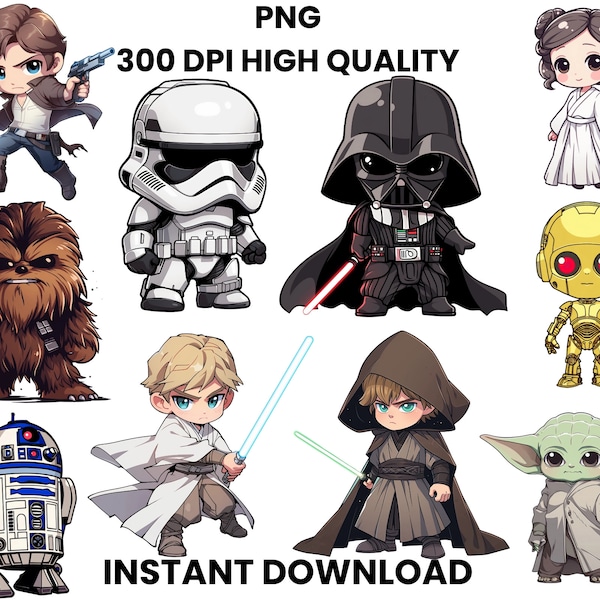 Star Wars Clipart Bundle, Star Wars Stickers, Star Wars Party Decorations, Star Wars Sublimation, Star Wars Bundle, Digital Download