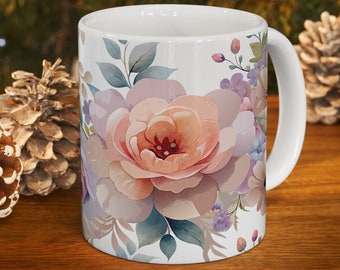 Vibrant Watercolor Wildflower Wrap Boho Cottagecore Coffee Mug Flower Garden Lover Gift For Her Botanical Spring Floral Nature Ceramic Mug