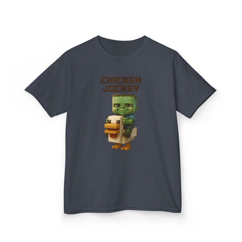 MC Cute Baby Zombie Riding a Chicken CJ Design Kids Tee - T-Shirt, Birthday Gift Gamer Apparel Playdate Outfit Casual Wear Cool Kids Clothes image 3