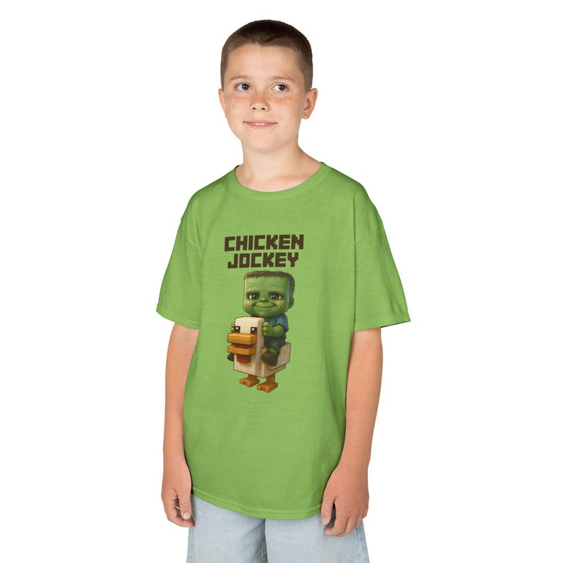 MC Cute Baby Zombie Riding a Chicken CJ Design Kids Tee - T-Shirt, Birthday Gift Gamer Apparel Playdate Outfit Casual Wear Cool Kids Clothes image 1