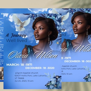 Customized 8.5&quot;x11&quot; BOOKLET Memorial Program 12 pages | Blue Sky Funeral Program | Celebration of Life | Digital Download | Canva Template