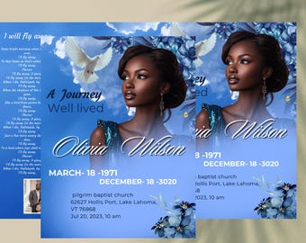 Blue Sky Memorial Program | Celebration of Life, Keepsake (Digital Download)