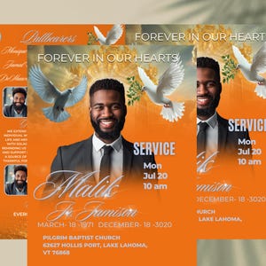 Puede incluir: Un anuncio de funeral para Malik Jamison. El anuncio presenta una foto de Malik, palomas y el texto "Forever in Our Hearts". El servicio se llevará a cabo el lunes 20 de julio a las 10:00 am en la Iglesia Bautista Pilgrim en Lake Lahoma.