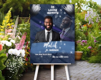 Blue Sky Funeral Poster: Celebration of Life Memorial (Canva Template Digital Download)