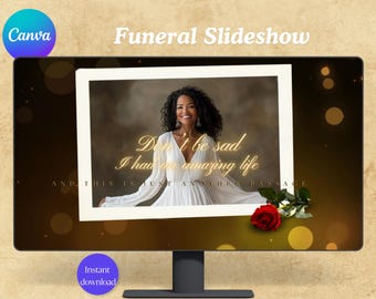 Heaven White and Gold Funeral Slideshow Template: Memorial Video (12 Slides)