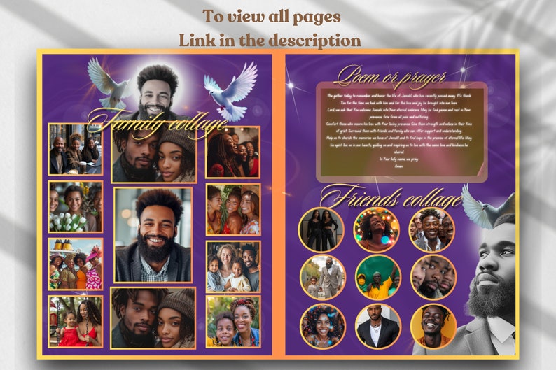 FUNERAL Program 8 Pages MAN Elegant PURPLE 8.5x11personalized/obituary