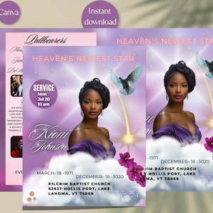 Pink Funeral Program Template: Obituary Booklet (Digital Download)