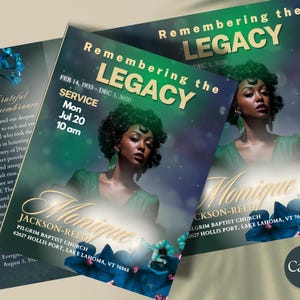Green & Gold Funeral Program Template: 8-Page Memorial Brochure (Canva Editable, Digital Download