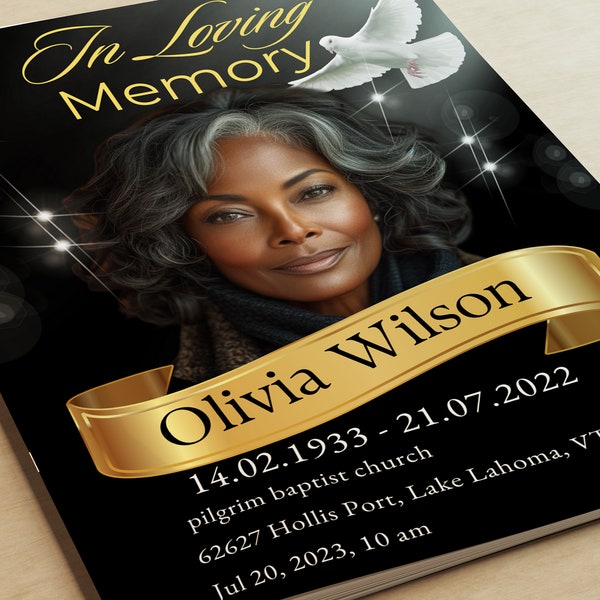 Black Funeral Program Template Woman Etsy