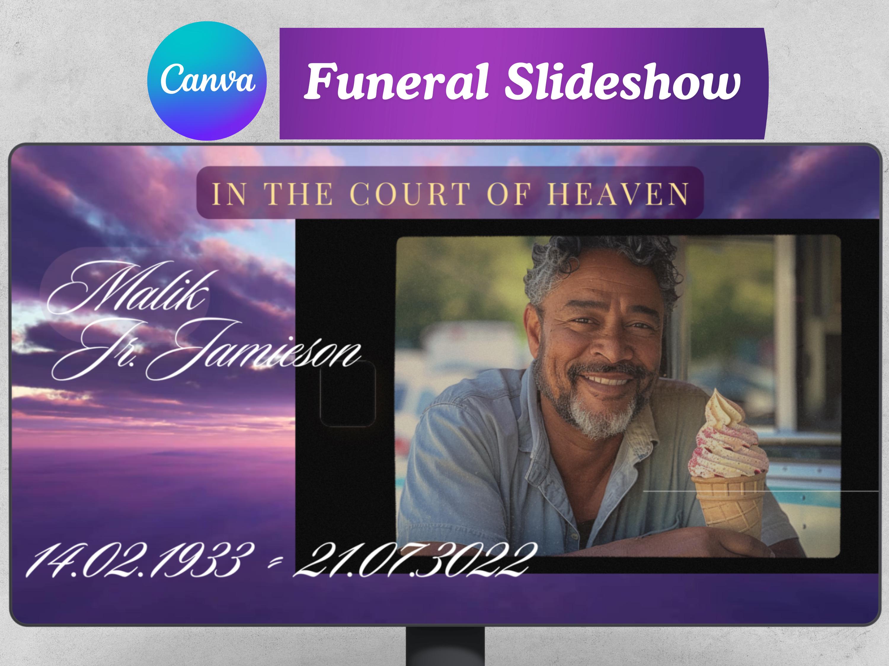 Purple Funeral Slideshow Template: Celebration of Life (16 Slides)