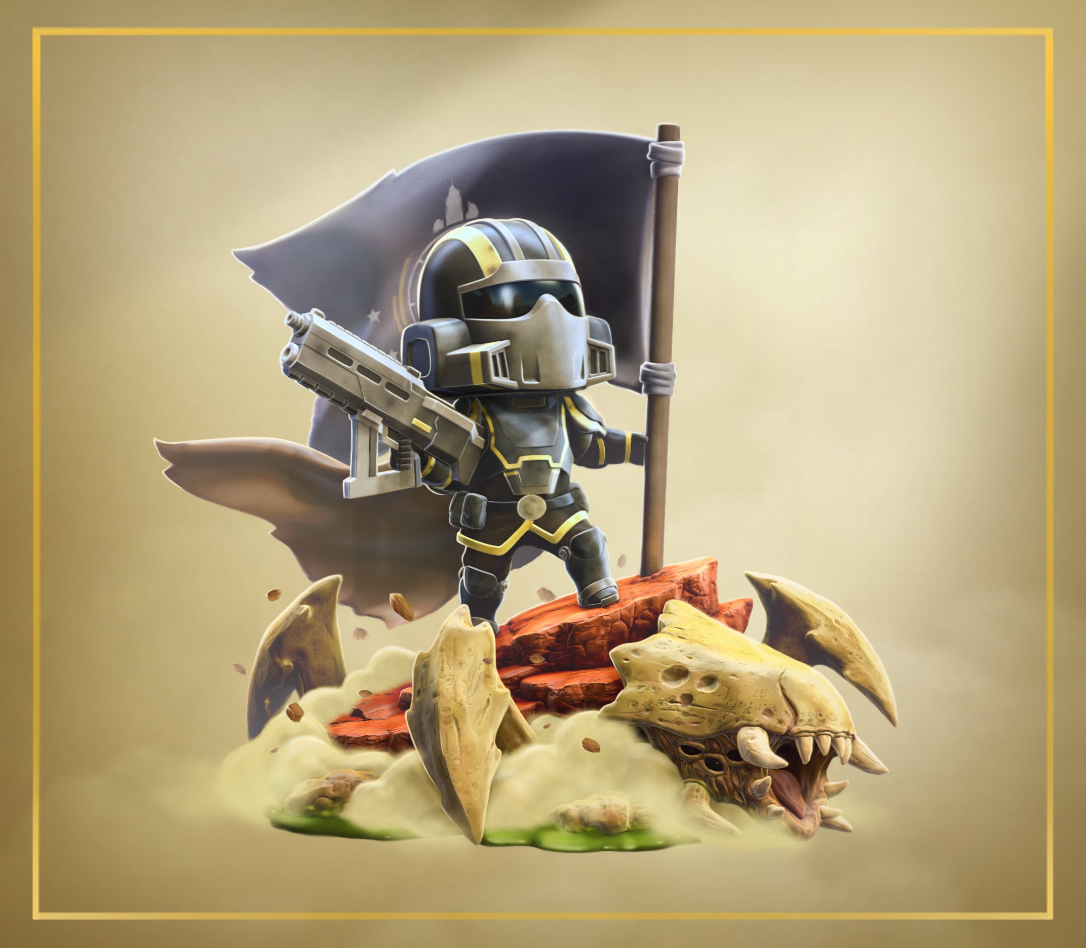 HELLDIVERS 2 MINIATURE 1P with base scale 100 mm unpainted resin for