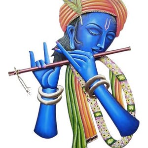 Mauli Handicraft Handmade Iron Decorative Flute Playing Krishan Home Decorative Showpiece Wall Hangings (26 inch x 18 inch x 1 inch)