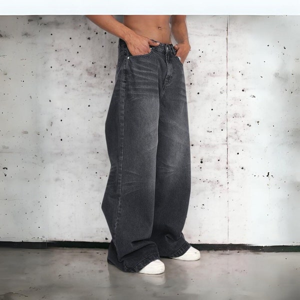 Washed Baggy Wide Leg Denim Jeans