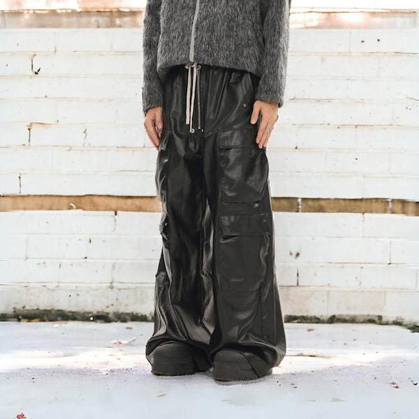 Opium Leather Cargo Stacked Pants